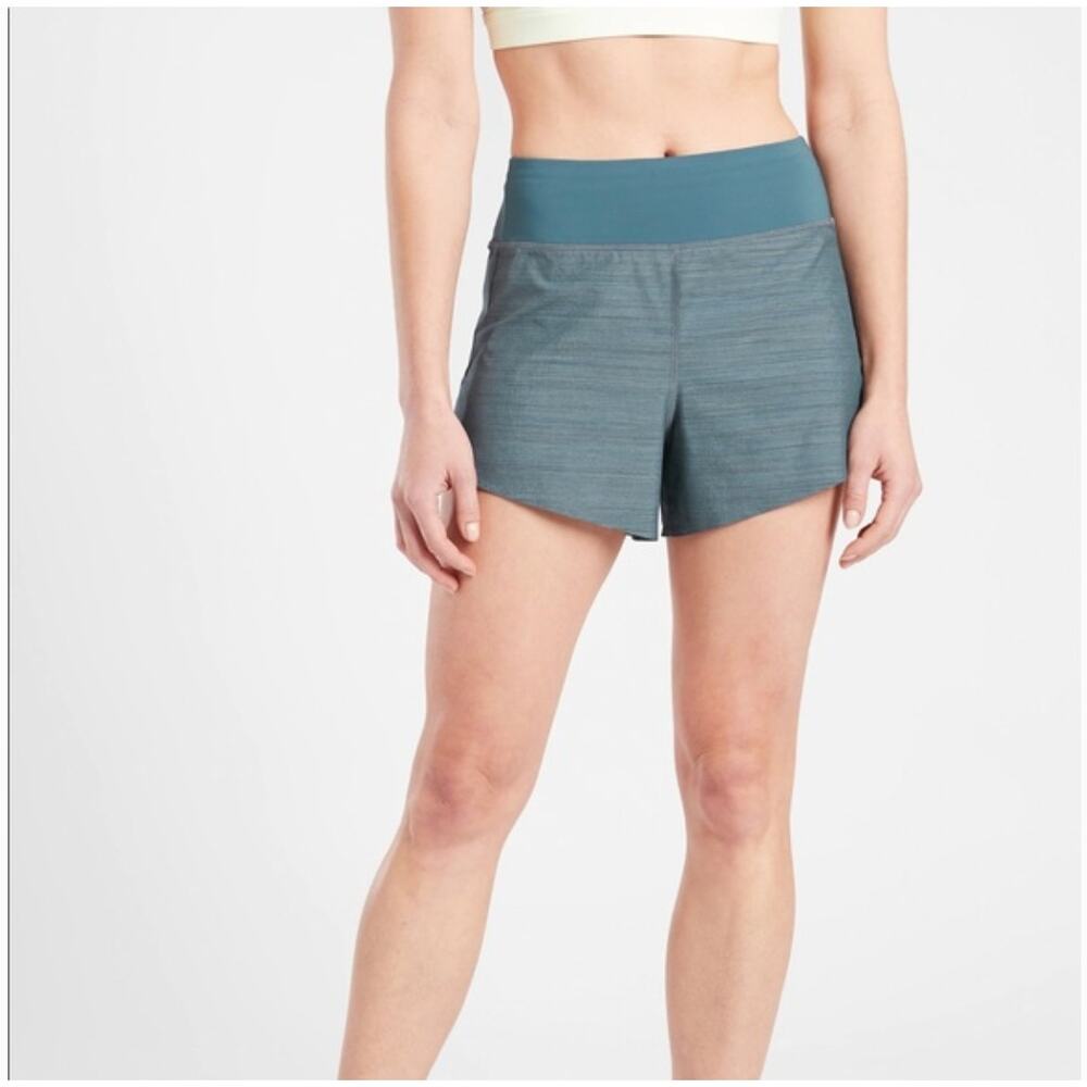 Athleta Run With It 3.5" Textured Shorts M Blue Running - Picture 1 of 8